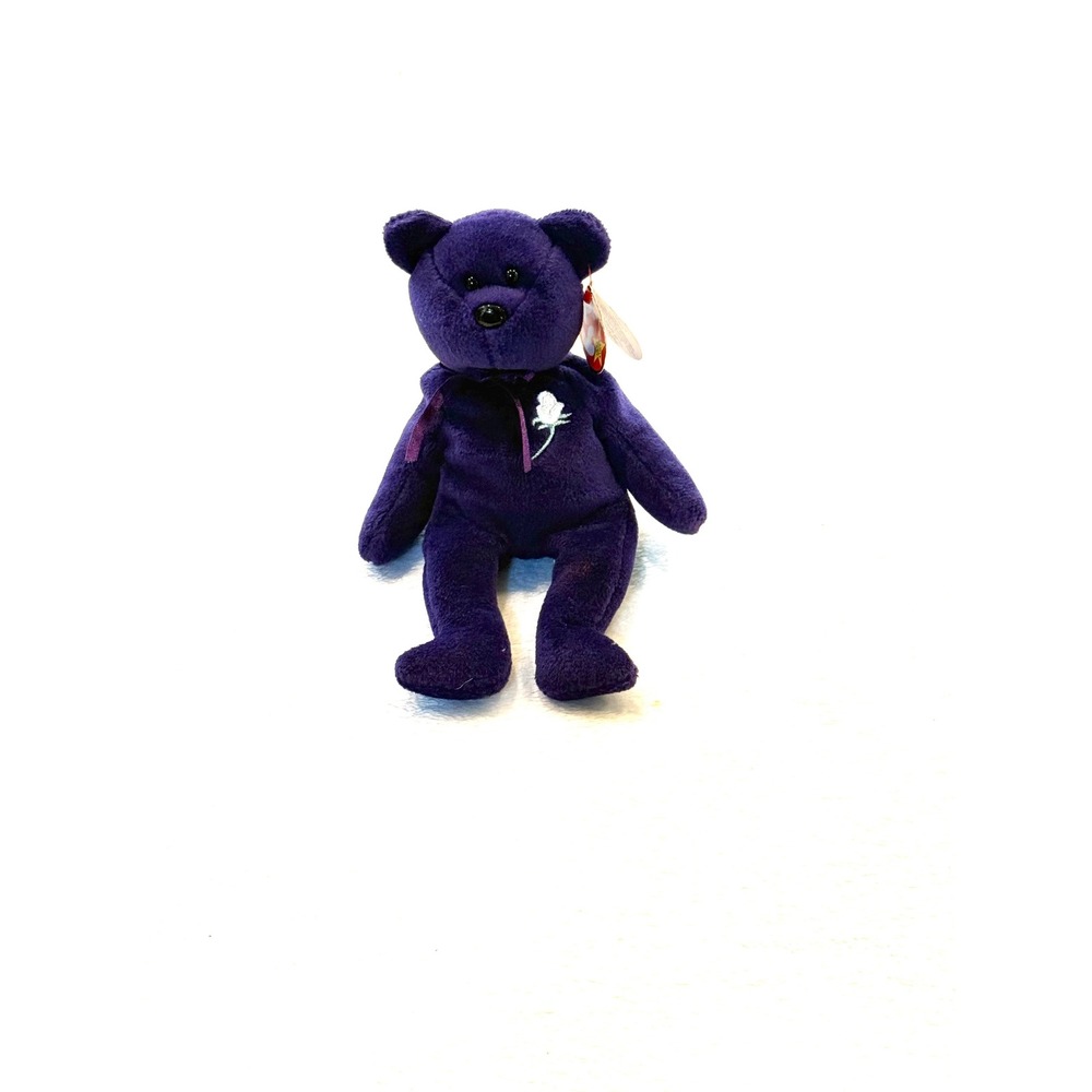 Ty Beanie Babies Princess Diana Memorial Bear 1997 Purple Rose‎ Plush 9 Inch